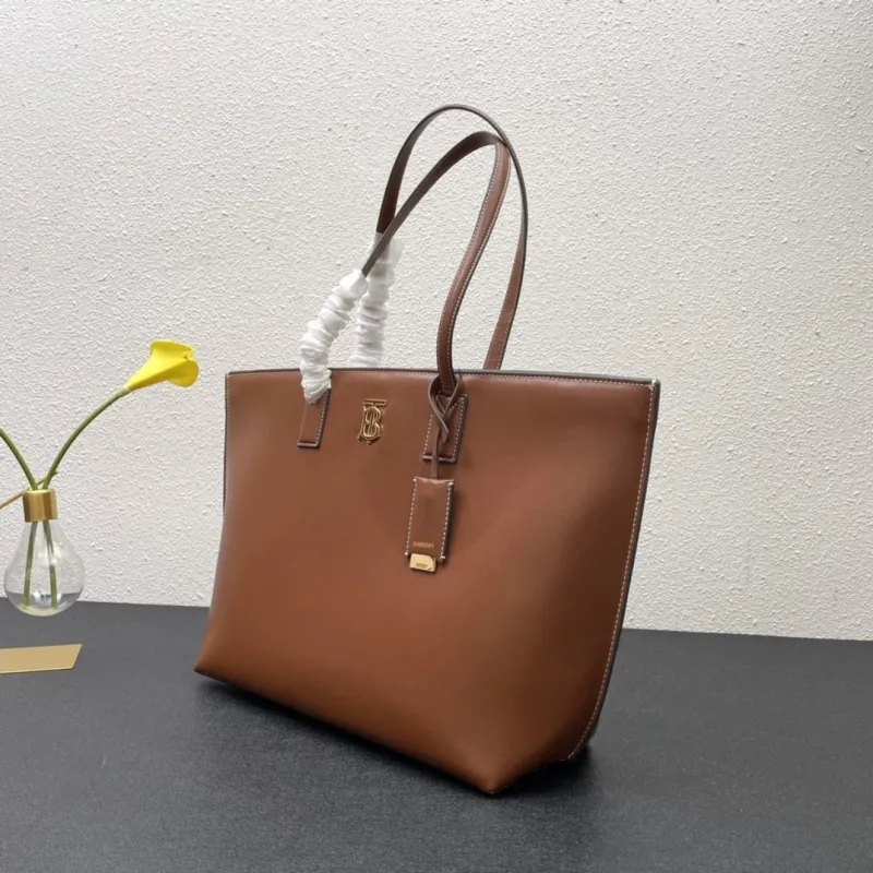 Burberry Brown Leather Tote Bag 8367 34cm - Image 6