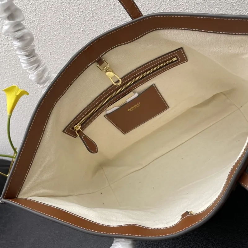 Burberry Brown Leather Tote Bag 8367 34cm - Image 8