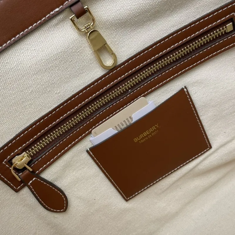 Burberry Brown Leather Tote Bag 8367 34cm - Image 9