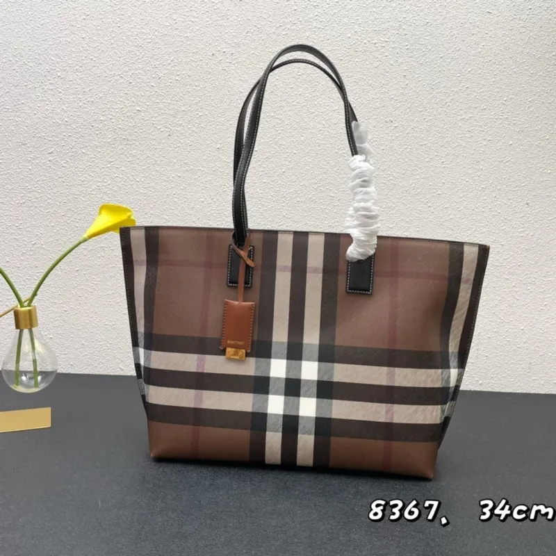 Burberry Brown Check Tote Bag 8367 34cm