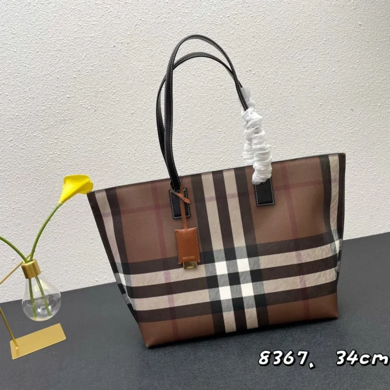 Alternative view of Burberry Brown Check Tote Bag 8367 34cm