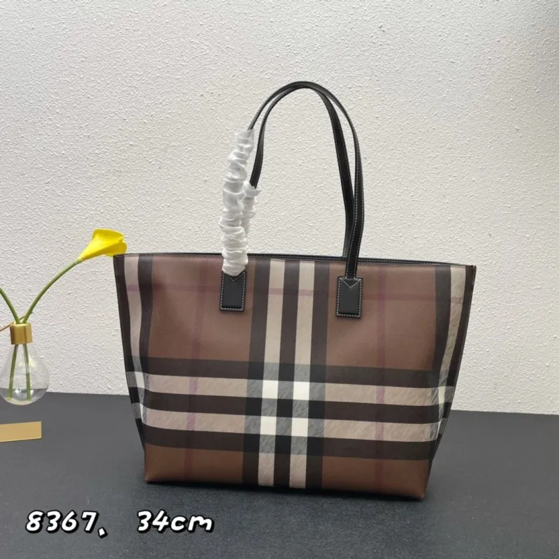 Burberry Brown Check Tote Bag 8367 34cm - Image 3