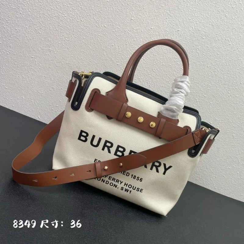 Burberry 8349 Cream Canvas Tote Bag Size 36