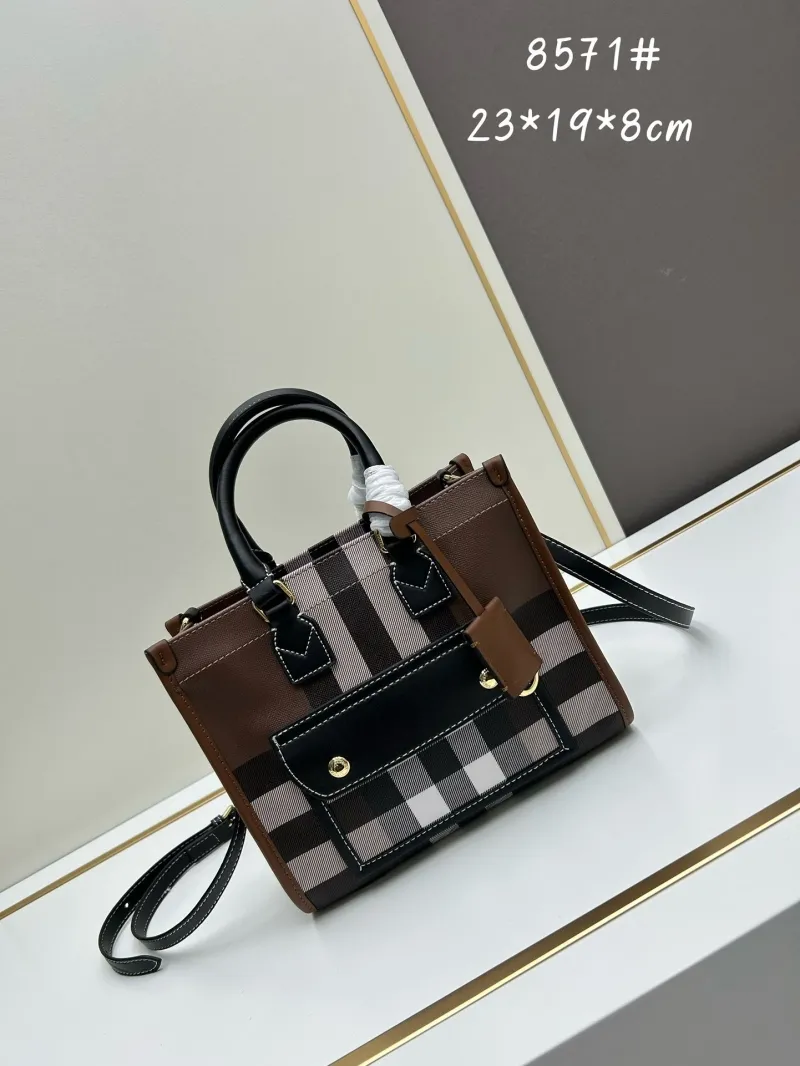 Burberry Brown Check Tote Bag 8571