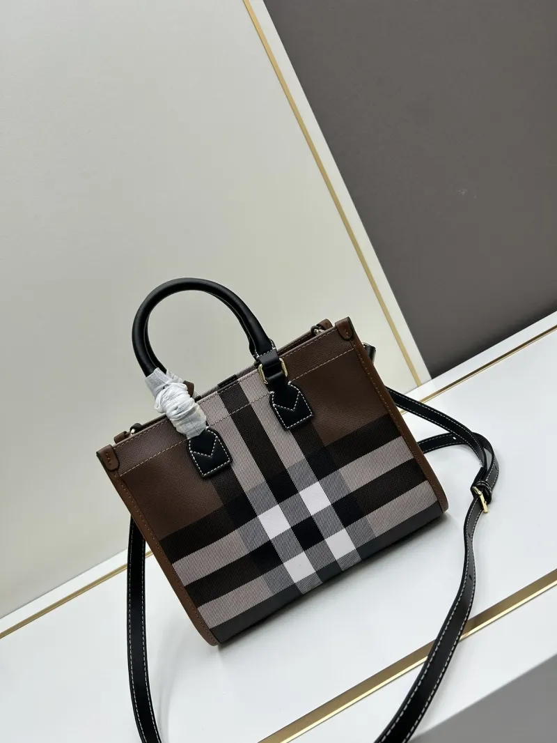 Burberry Brown Check Tote Bag 8571 - Image 3