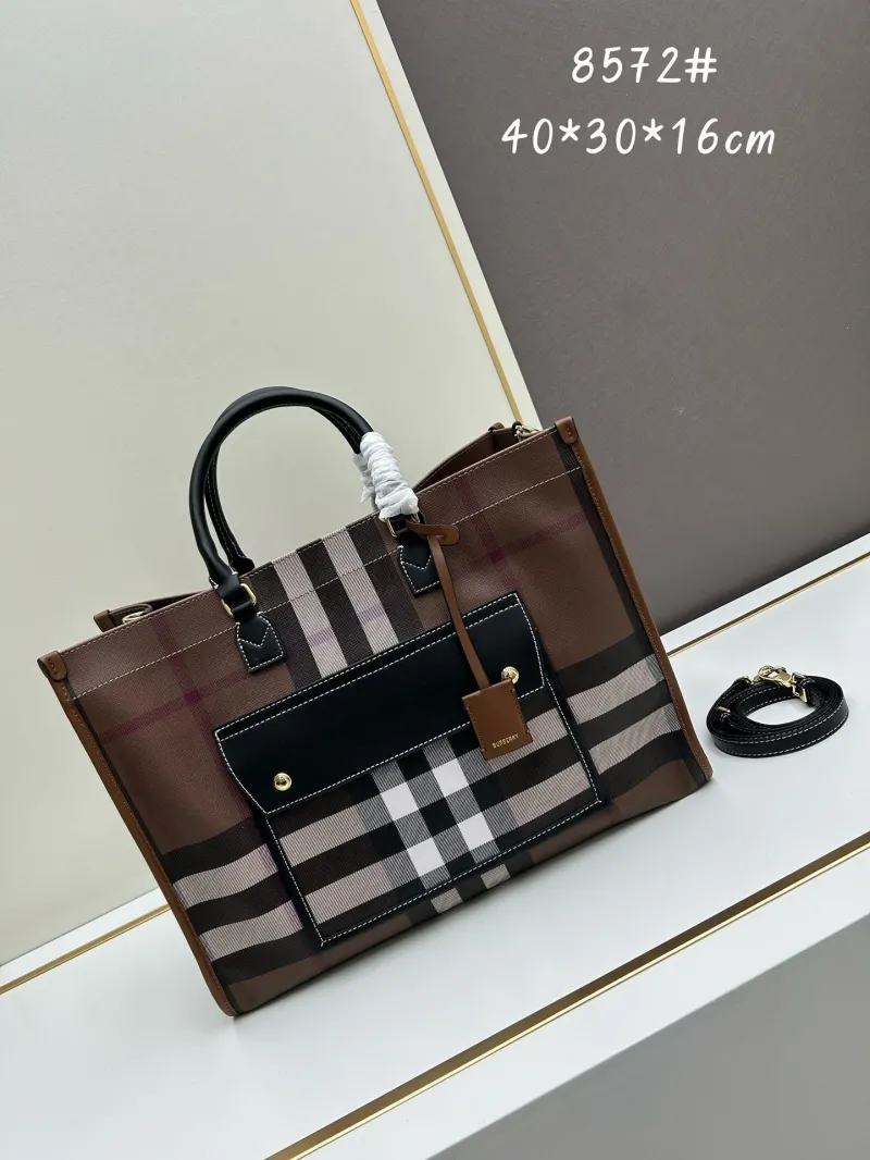 Burberry 8572 Brown Check Tote Bag