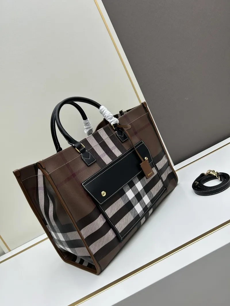 Alternative view of Burberry 8572 Brown Check Tote Bag