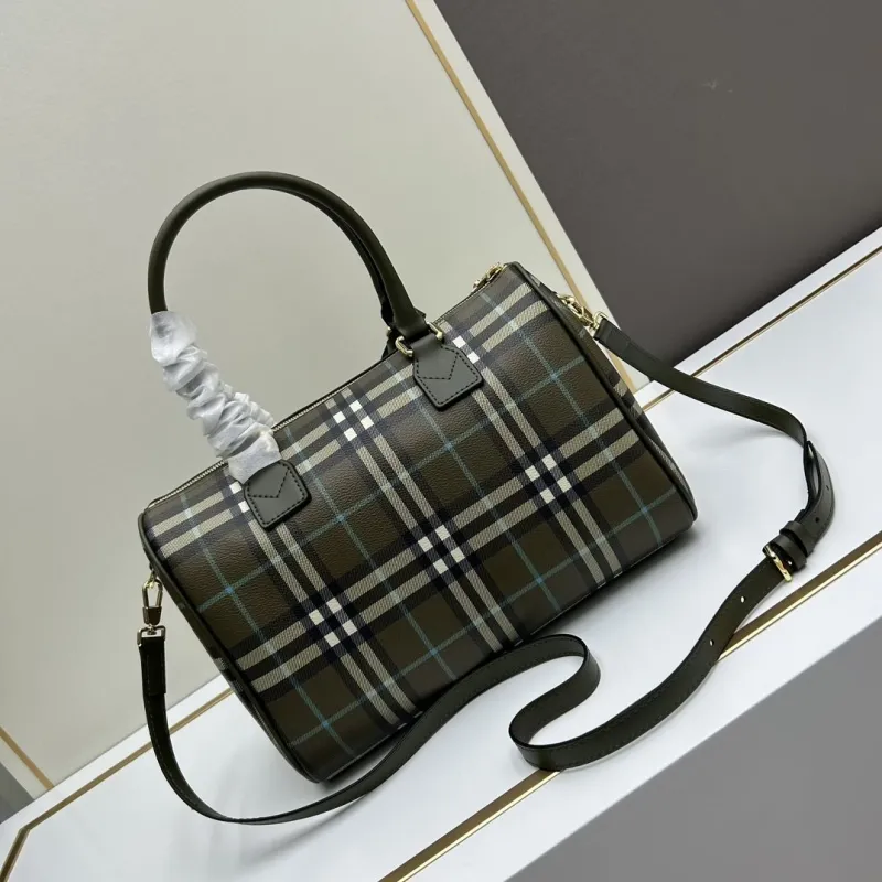Burberry Dark Olive Check Speedy Handbag - Image 3
