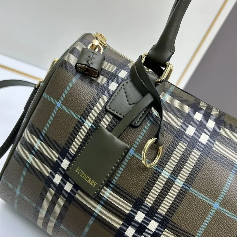Burberry Dark Olive Check Speedy Handbag - Image 4