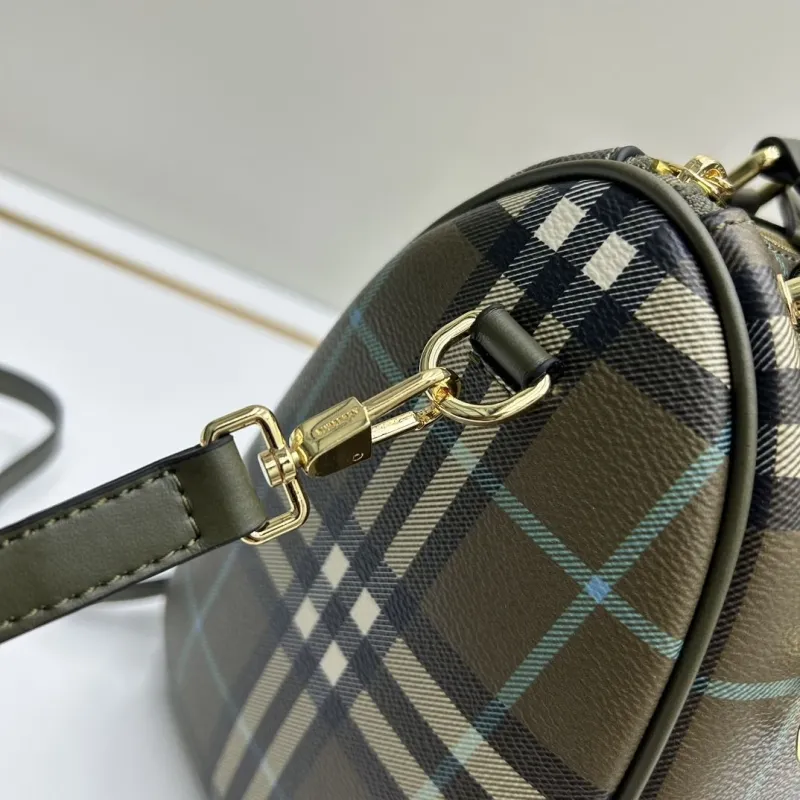 Burberry Dark Olive Check Speedy Handbag - Image 6