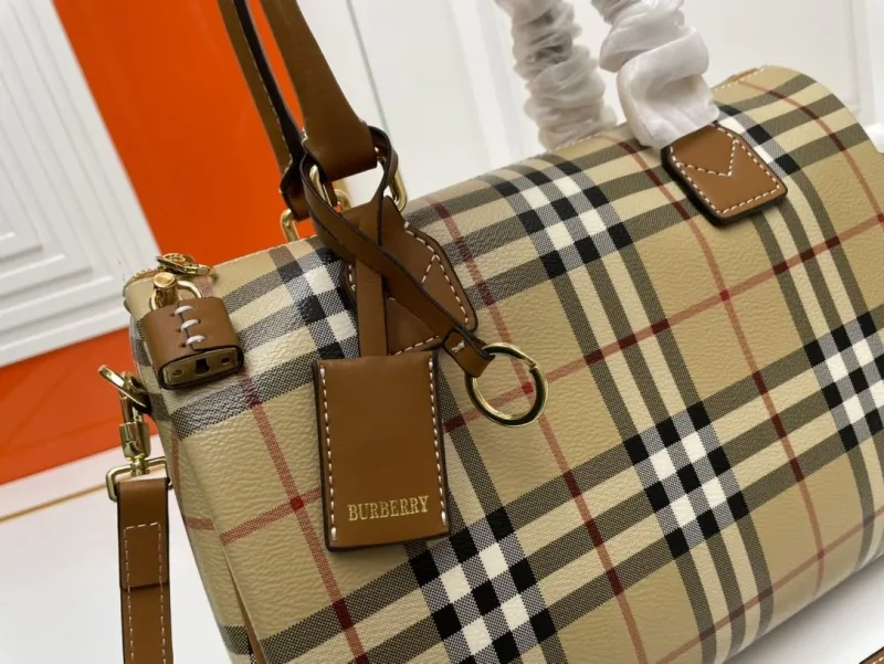 Burberry Beige Check Boston Handbag 8371 - Image 4