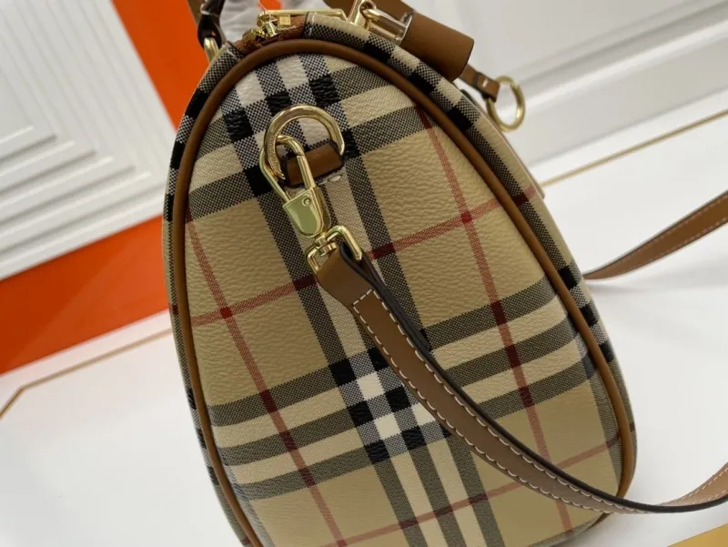 Burberry Beige Check Boston Handbag 8371 - Image 5