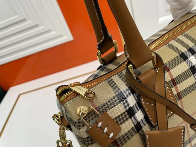 Burberry Beige Check Boston Handbag 8371 - Image 6
