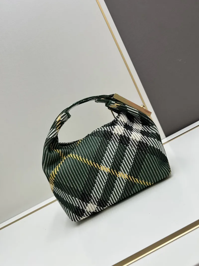 Burberry Green Plaid Top Handle Bag 8421 - Image 3