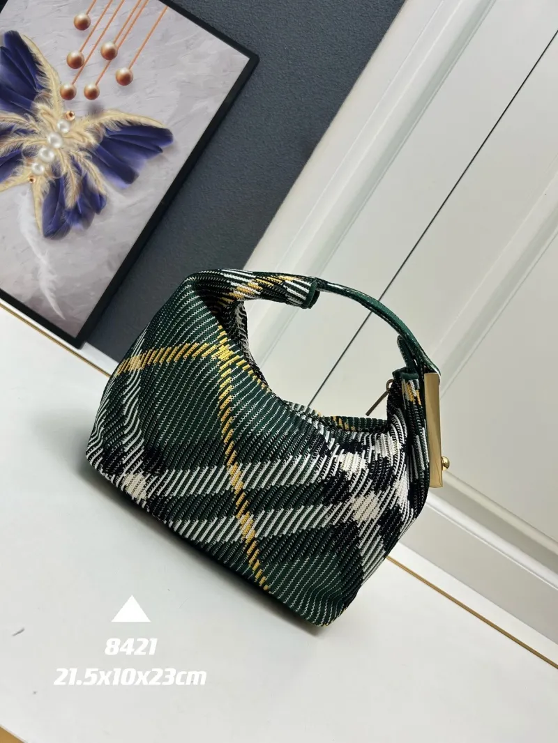 Burberry Green Plaid Top Handle Bag 8421 - Image 3