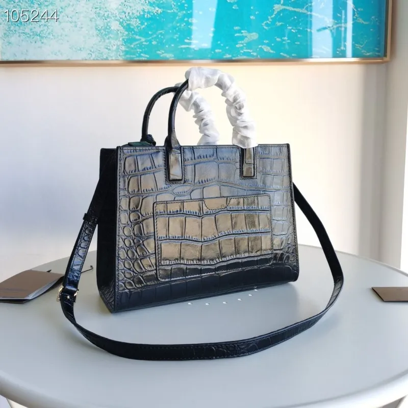 Burberry Black Croc Embossed Top Handle Tote Bag 105244 - Image 3