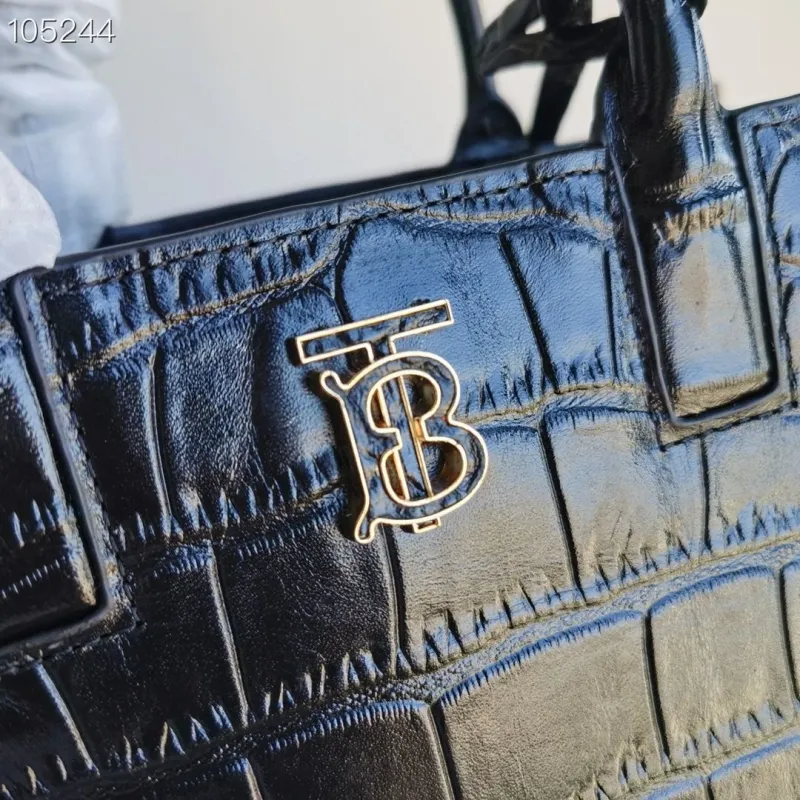 Burberry Black Croc Embossed Top Handle Tote Bag 105244 - Image 5