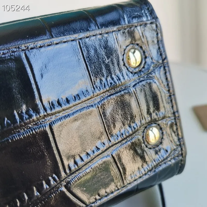 Burberry Black Croc Embossed Top Handle Tote Bag 105244 - Image 6