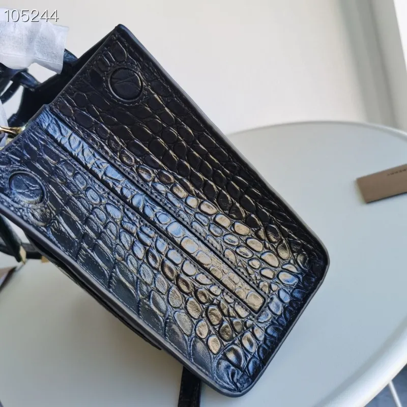 Burberry Black Croc Embossed Top Handle Tote Bag 105244 - Image 7