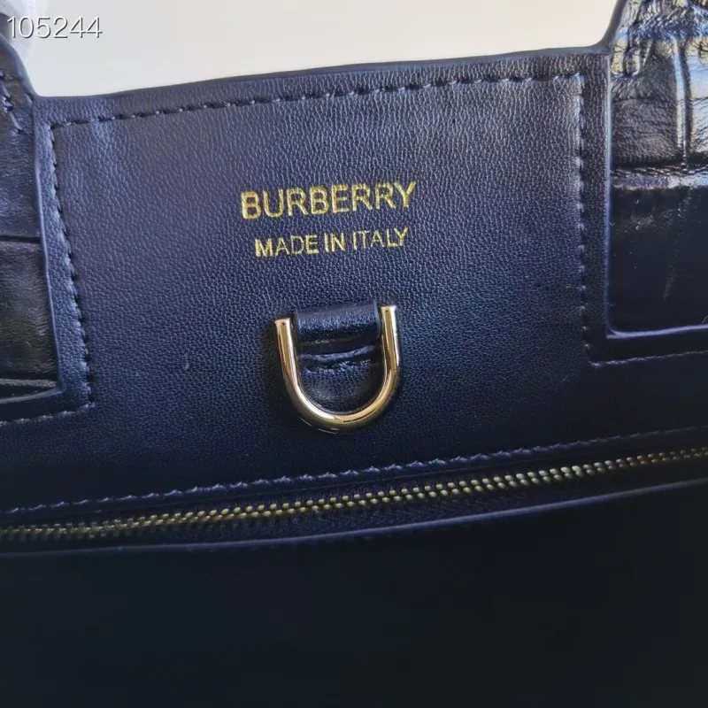 Burberry Black Croc Embossed Top Handle Tote Bag 105244 - Image 8