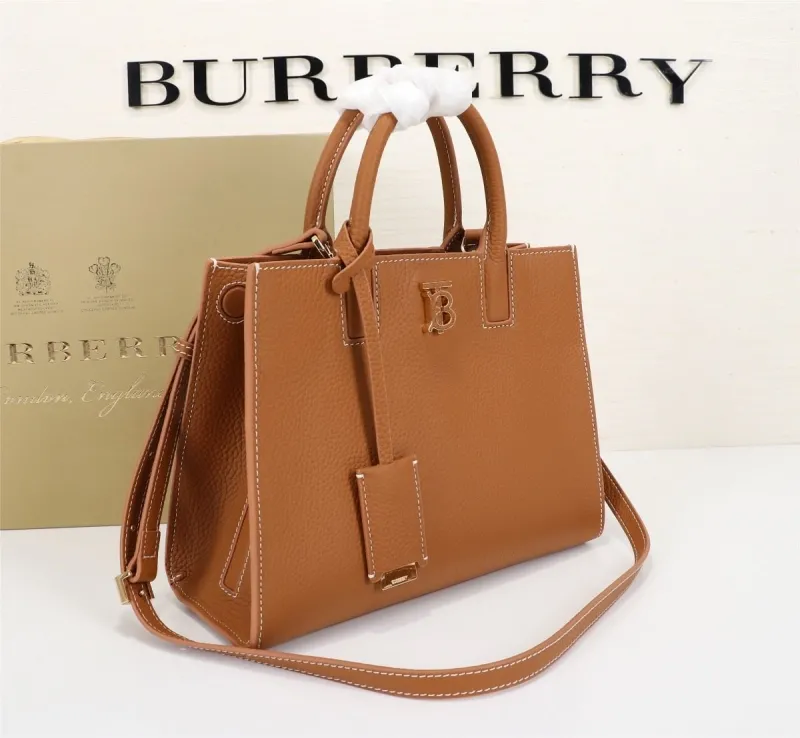 Alternative view of Burberry Tan Leather Top Handle Tote Bag