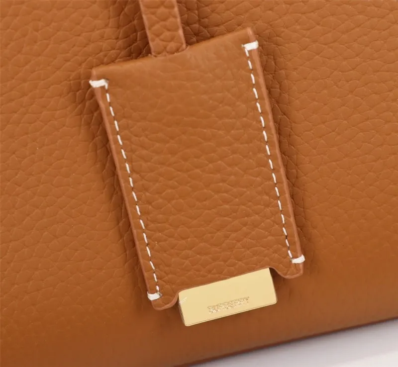 Burberry Tan Leather Top Handle Tote Bag - Image 5