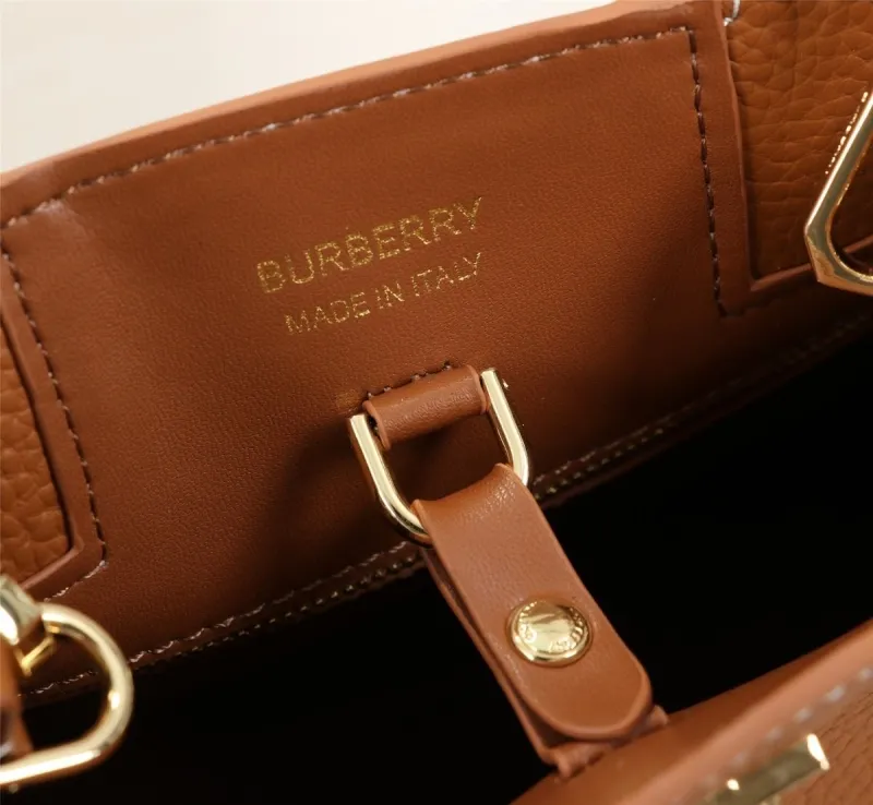Burberry Tan Leather Top Handle Tote Bag - Image 8