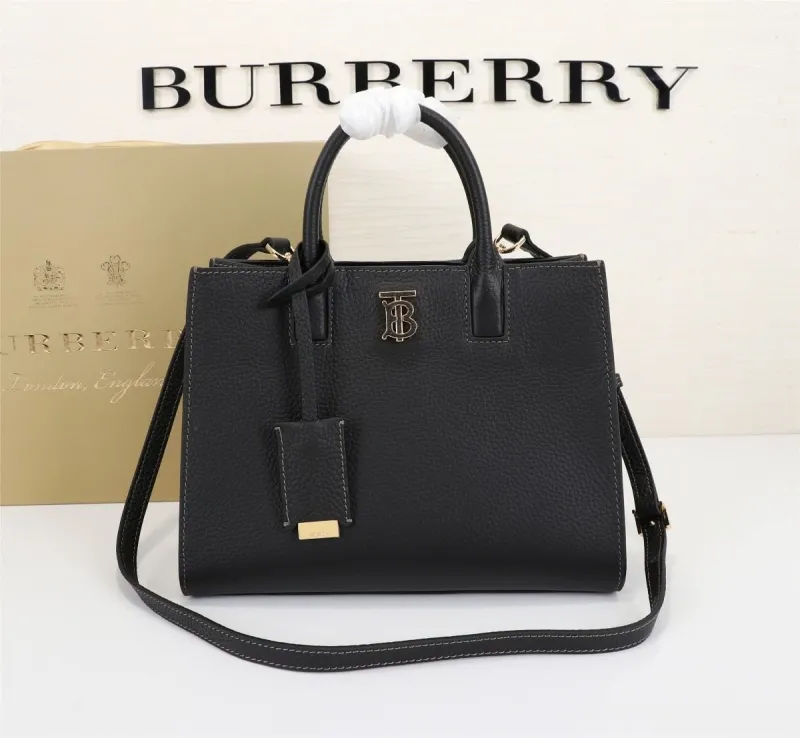 Burberry Black Leather Top Handle Bag Size 30