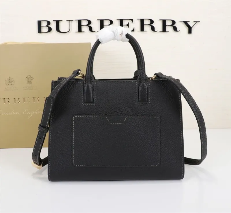 Alternative view of Burberry Black Leather Top Handle Bag Size 30