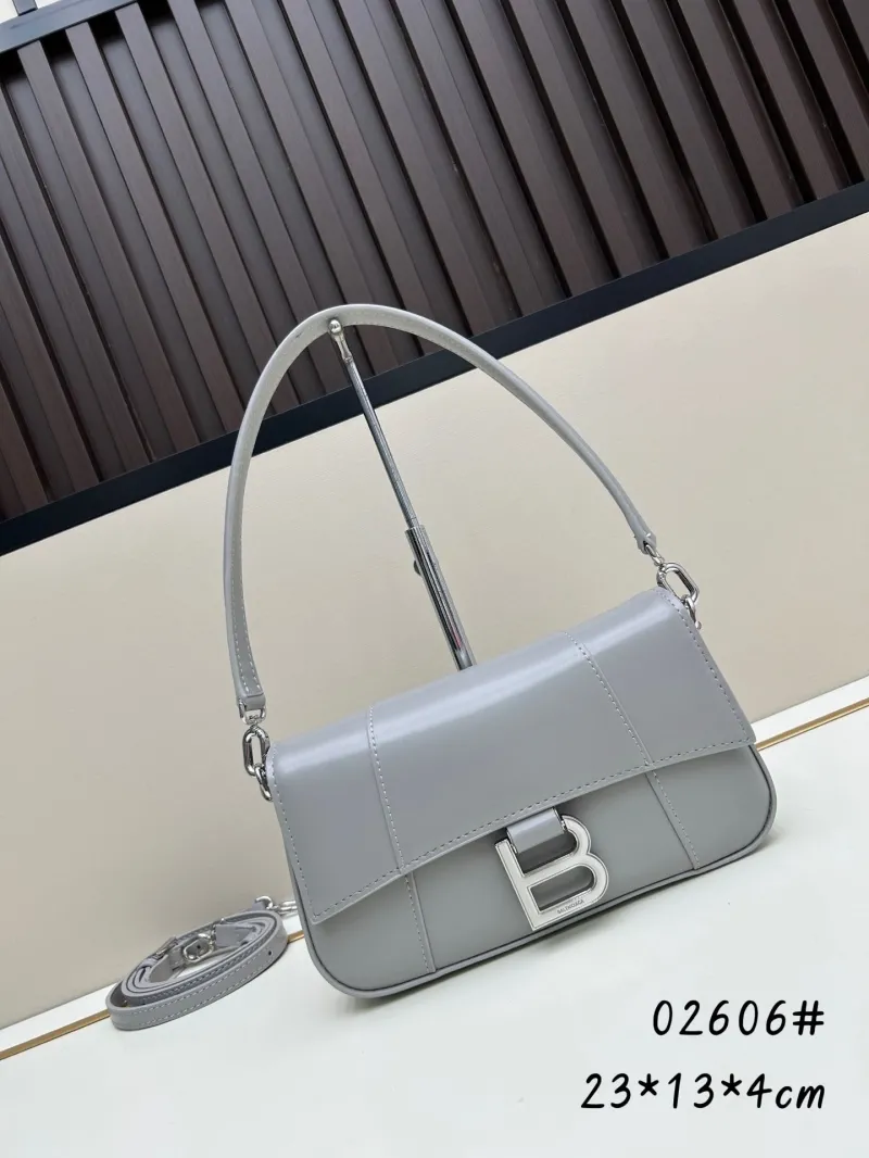 Balenciaga Gray Leather Crossbody Shoulder Bag 02606