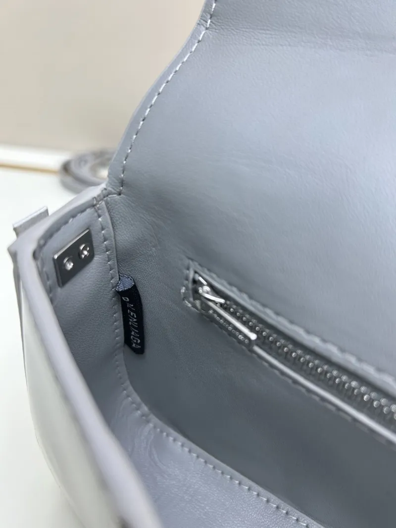 Balenciaga Gray Leather Crossbody Shoulder Bag 02606 - Image 8