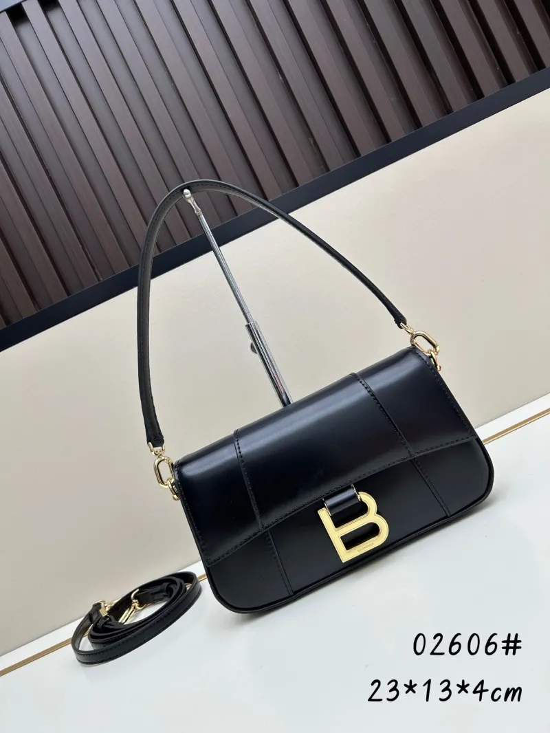 Balenciaga Black Leather Crossbody Shoulder Bag 02606