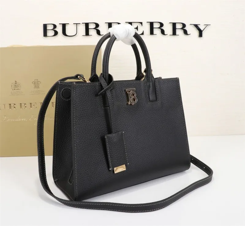 Burberry Black Leather Top Handle Shoulder Bag - Image 3