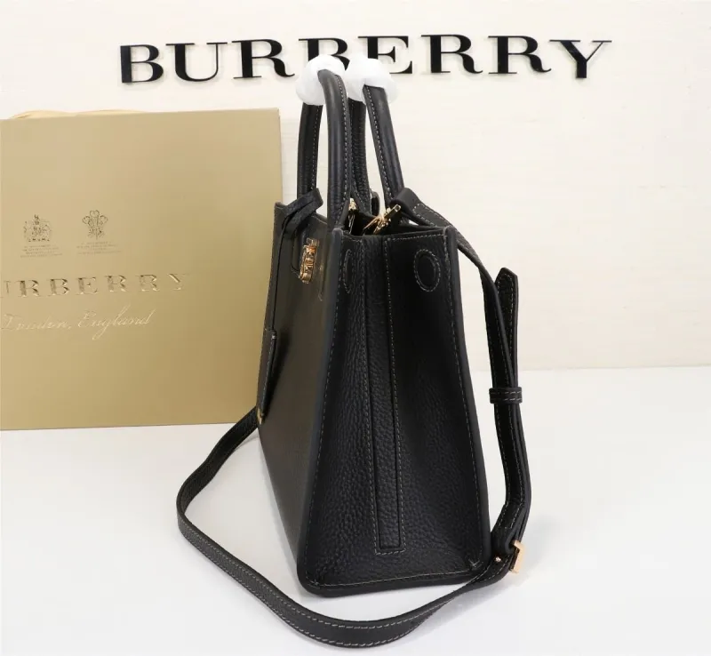 Burberry Black Leather Top Handle Shoulder Bag - Image 4
