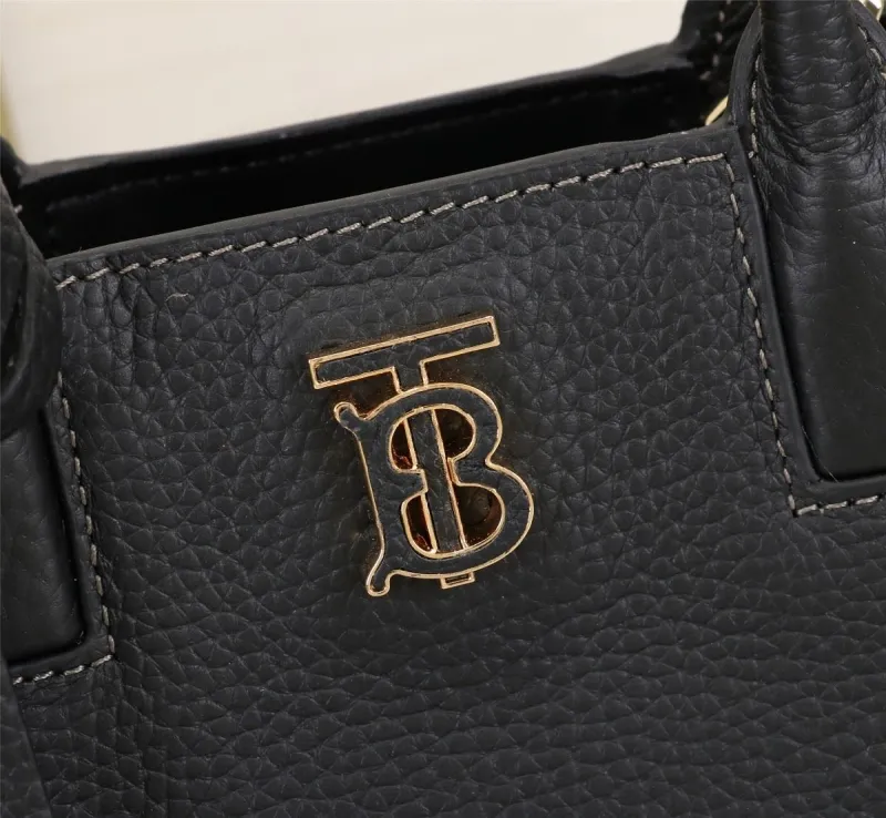 Burberry Black Leather Top Handle Shoulder Bag - Image 5