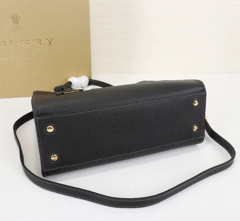 Burberry Black Leather Top Handle Shoulder Bag - Image 6