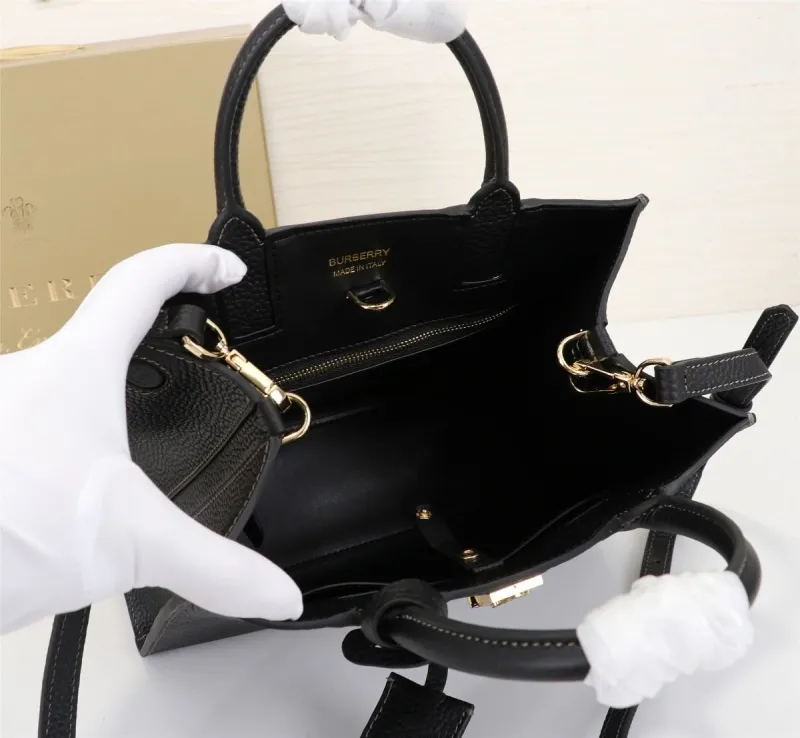 Burberry Black Leather Top Handle Shoulder Bag - Image 9