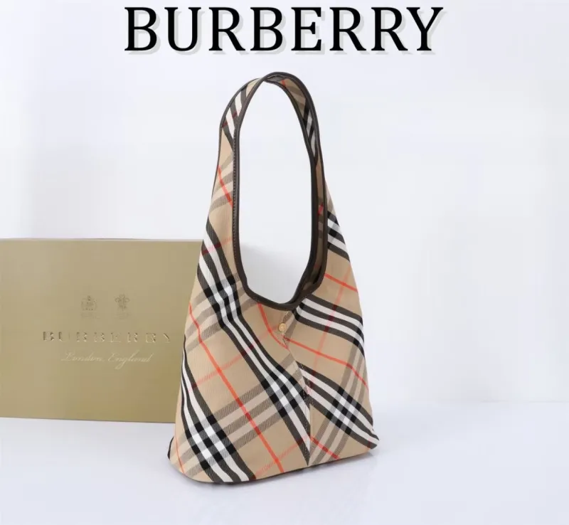 Burberry Classic Check Hobo Shoulder Bag with Pouch - Image 4