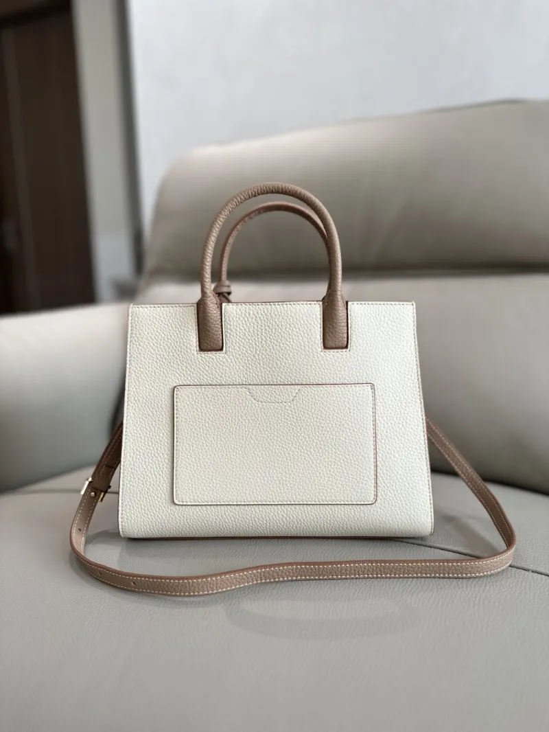 Alternative view of Burberry White Taupe Leather Top Handle Tote Bag