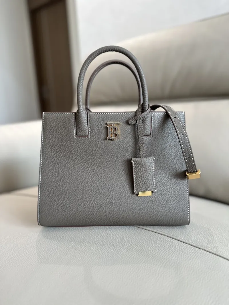 Burberry Gray Leather Top Handle Tote Bag 54