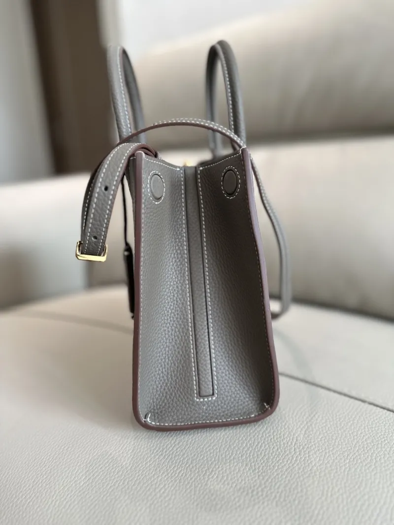 Burberry Gray Leather Top Handle Tote Bag 54 - Image 4