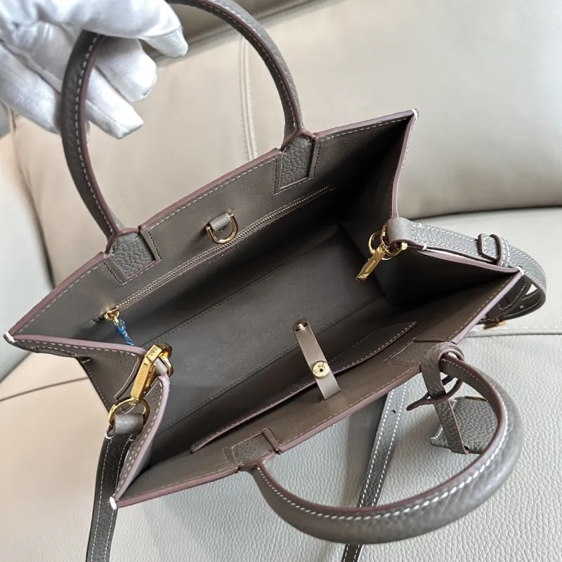 Burberry Gray Leather Top Handle Tote Bag 54 - Image 7