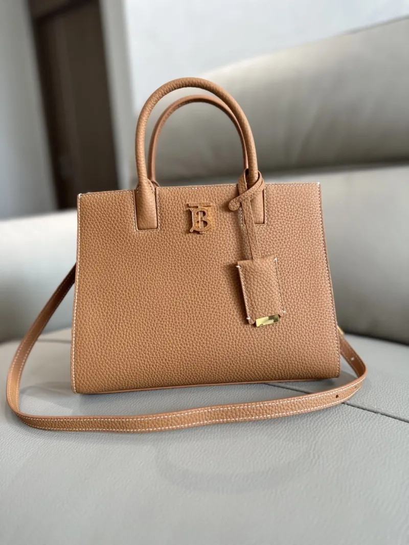 Burberry Tan Leather Top Handle Tote Bag 55