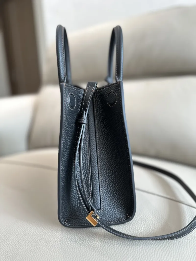 Burberry Dark Gray Leather Top Handle Tote Bag - Image 4