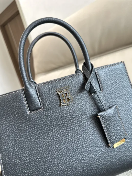 Burberry Dark Gray Leather Top Handle Tote Bag - Image 6