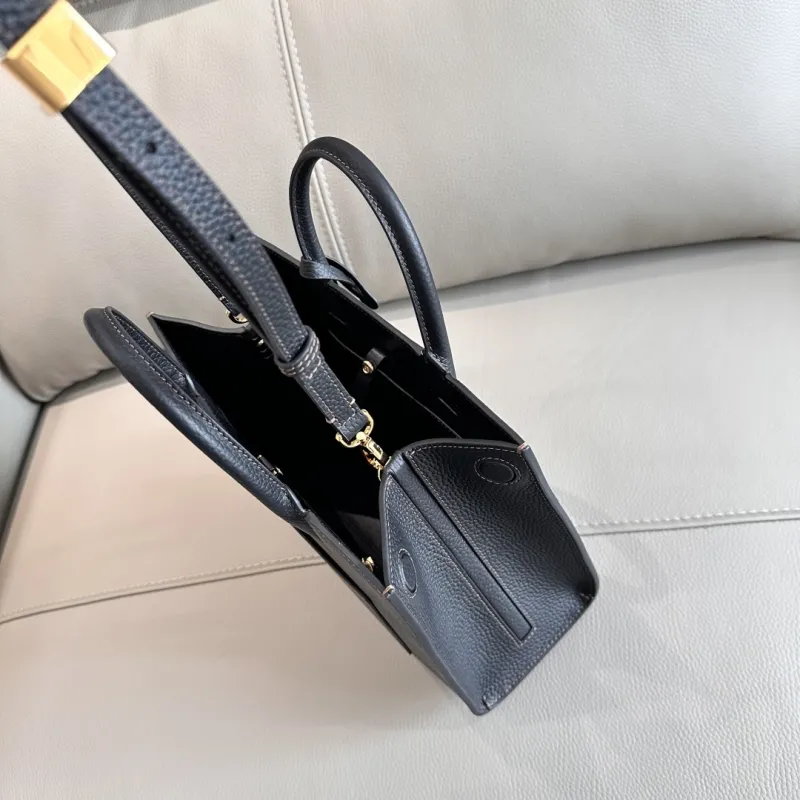 Burberry Dark Gray Leather Top Handle Tote Bag - Image 7