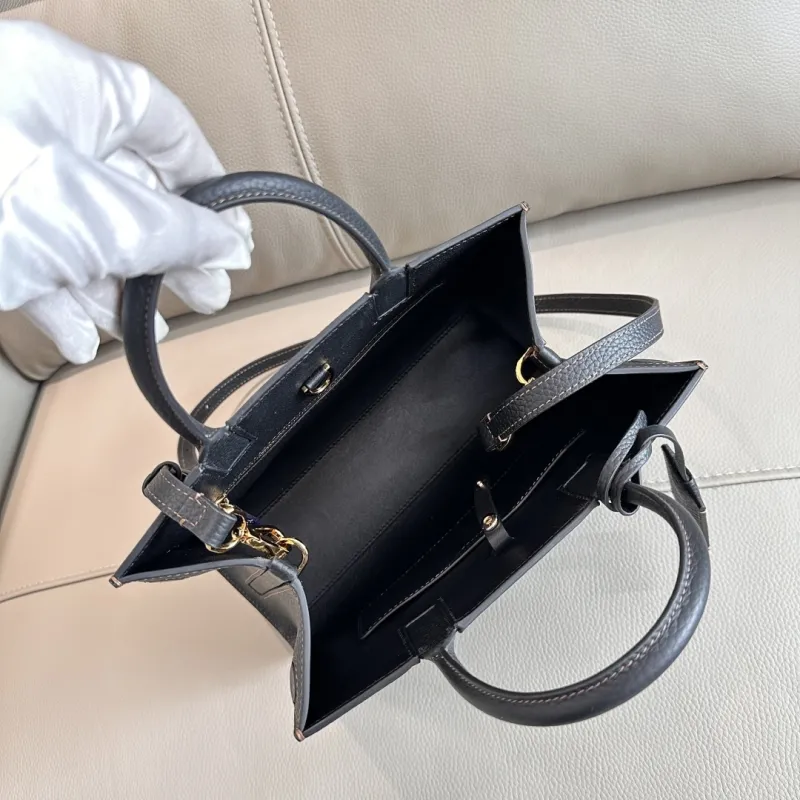 Burberry Dark Gray Leather Top Handle Tote Bag - Image 8