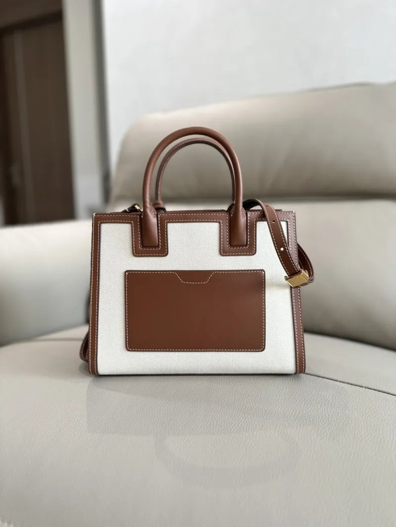Alternative view of Burberry White Brown Canvas Leather Tote Bag