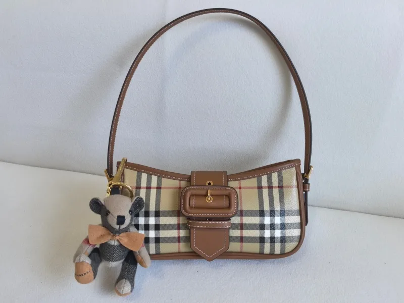 Burberry Vintage Check Shoulder Bag Brown Leather - Image 3