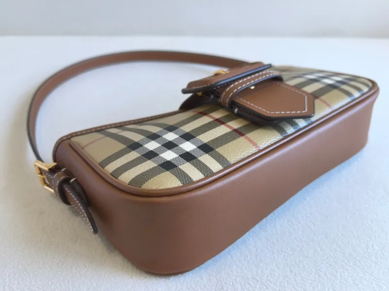 Burberry Vintage Check Shoulder Bag Brown Leather - Image 5